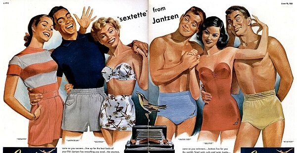 Jantzen fürdőruha reklámok az ötvenes évekből - retro, illusztracio, furdoruha-2 -